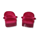 2 fauteuils crapauds velours rouge