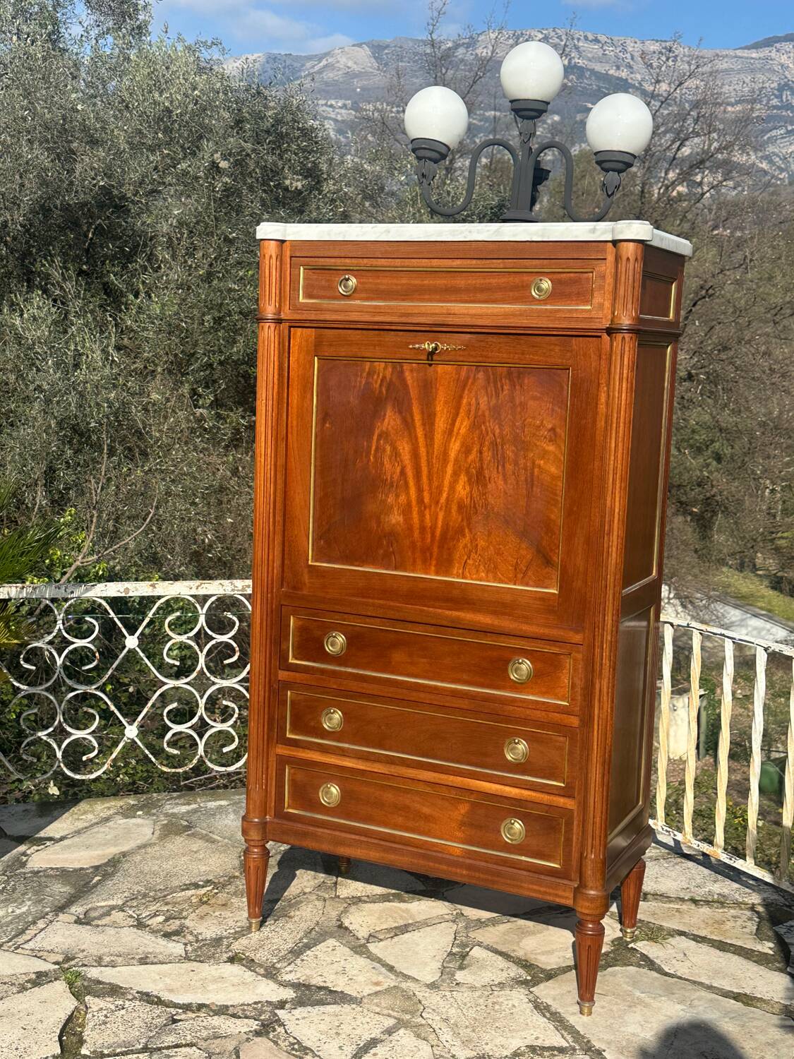 Small Louis XVI style mahogany secretary, 20th century
