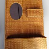 Etagère à miroir en rotin 1960