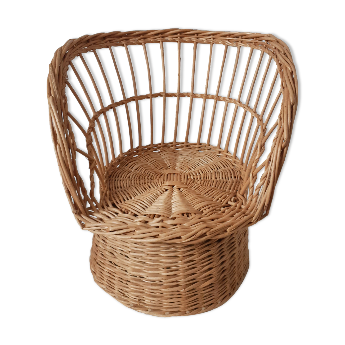 armchair basket in wicker / rattan, child, vintage