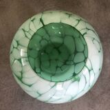 Vase en verre vintage forme boule fait à la main alicja vert et blanc
