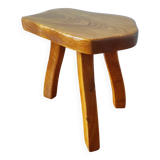 Brutalist tripod stool 1960 solid elm