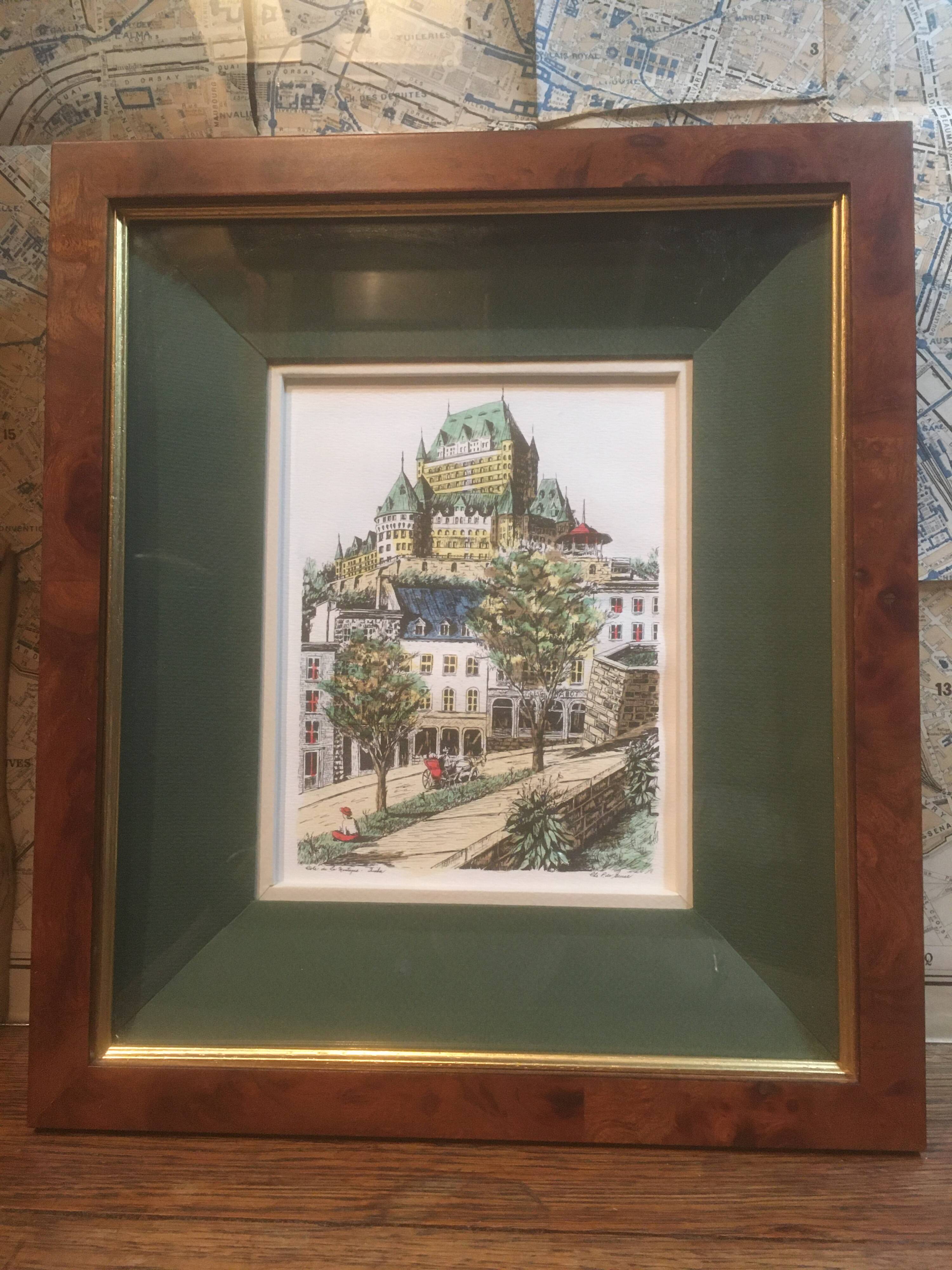 Château de Frontenac framed, Quebec Lithograph