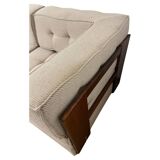 Mid-Century Modern Large Sofa, Wood and Orignal Upholstery