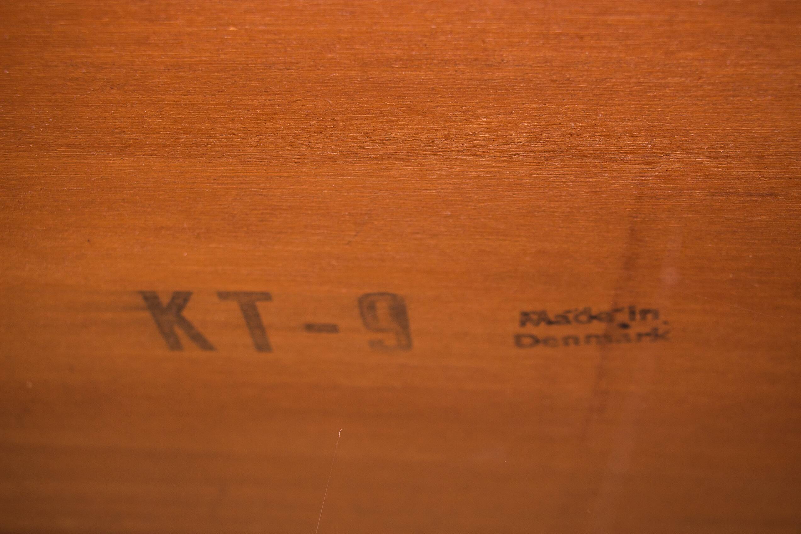 Danish coffee table in teak and rattan by KT Mobler 1960