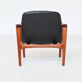 Paire de fauteuils scandinaves en teck et cuir Westnofa Norvège 1960