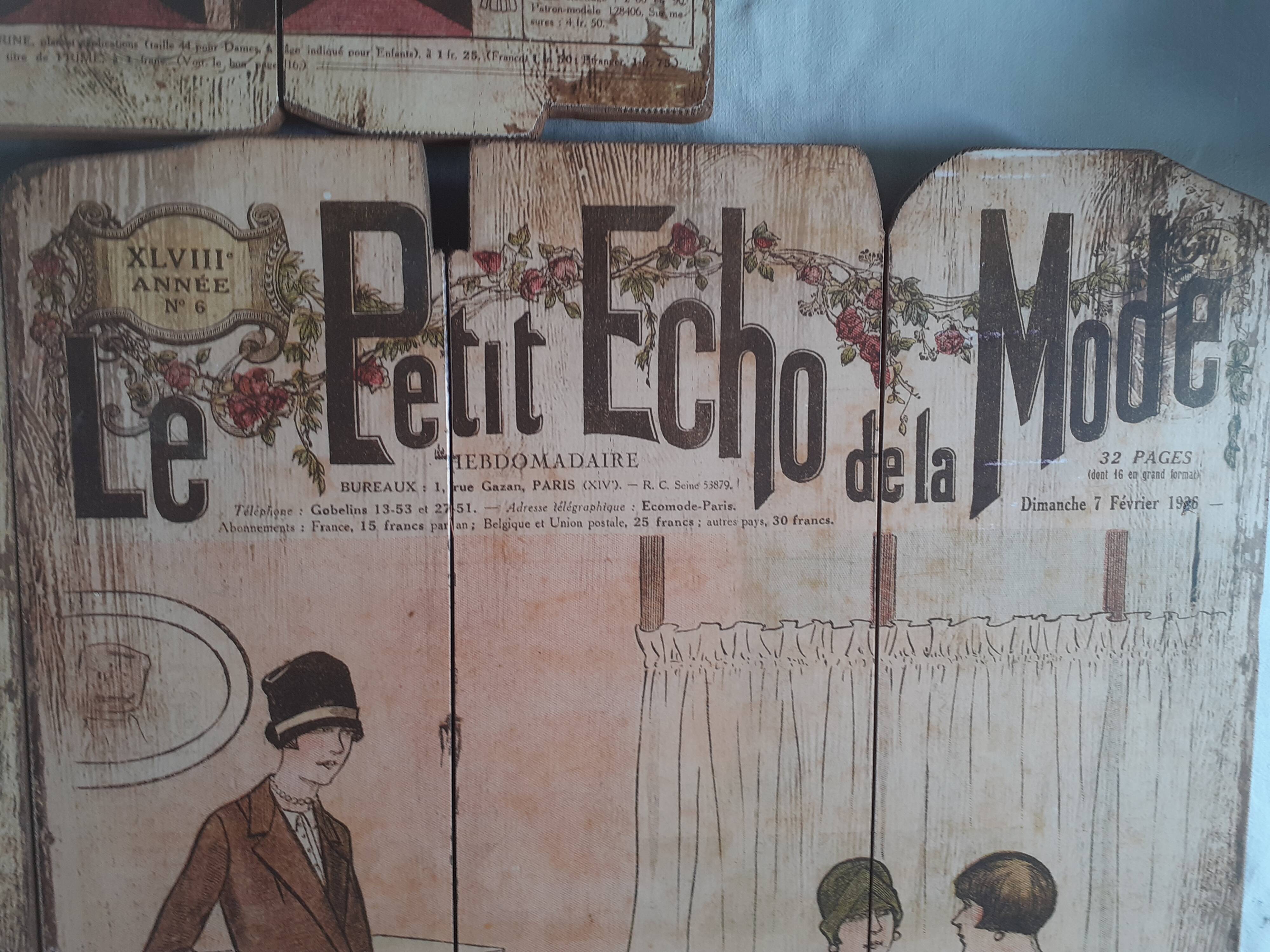 Set of 3 wooden panels le petit echo de la mode old revue