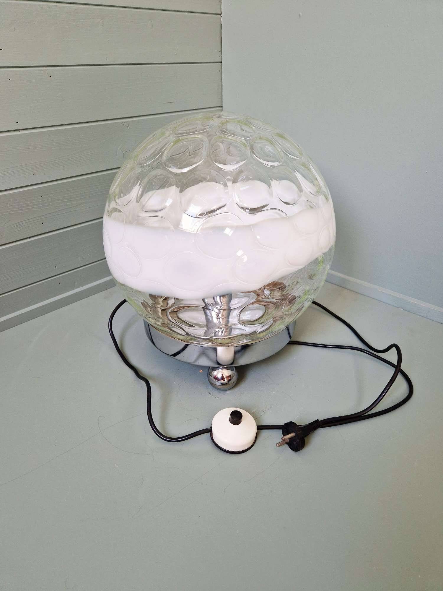 Large table lamp in blown honeycomb glass, 1970.