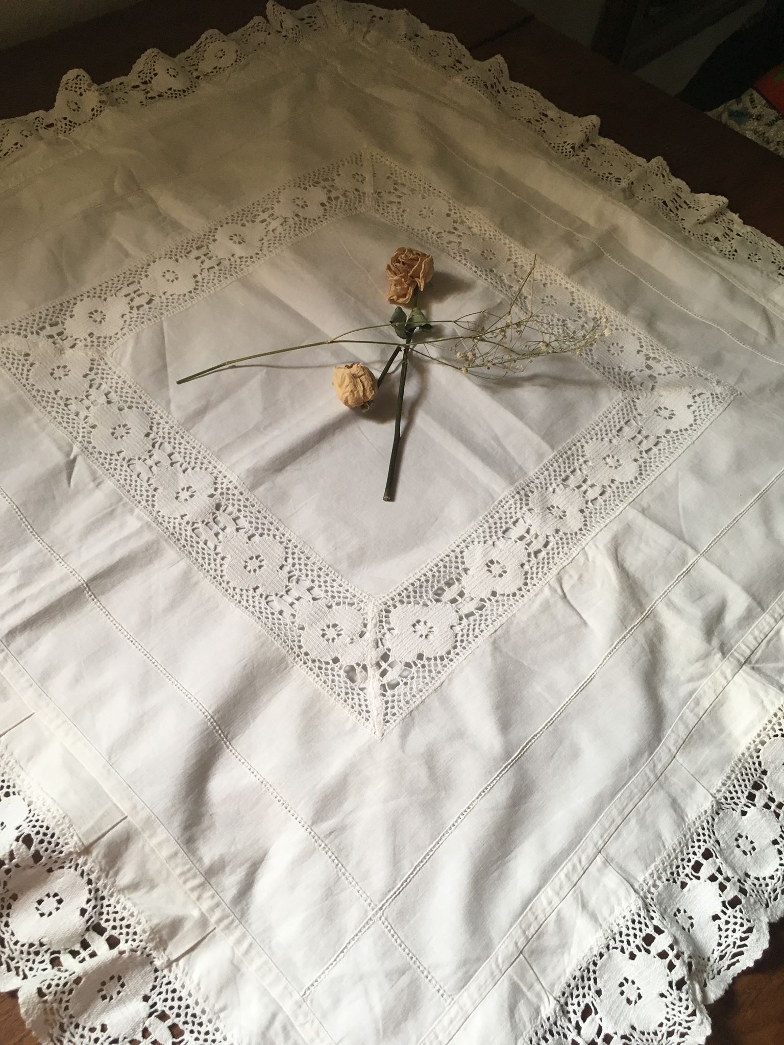 Taie d'oreiller coton et dentelle