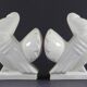 Manufacture de saint-clément, 1930s, pair of bookends figuring pigeons.