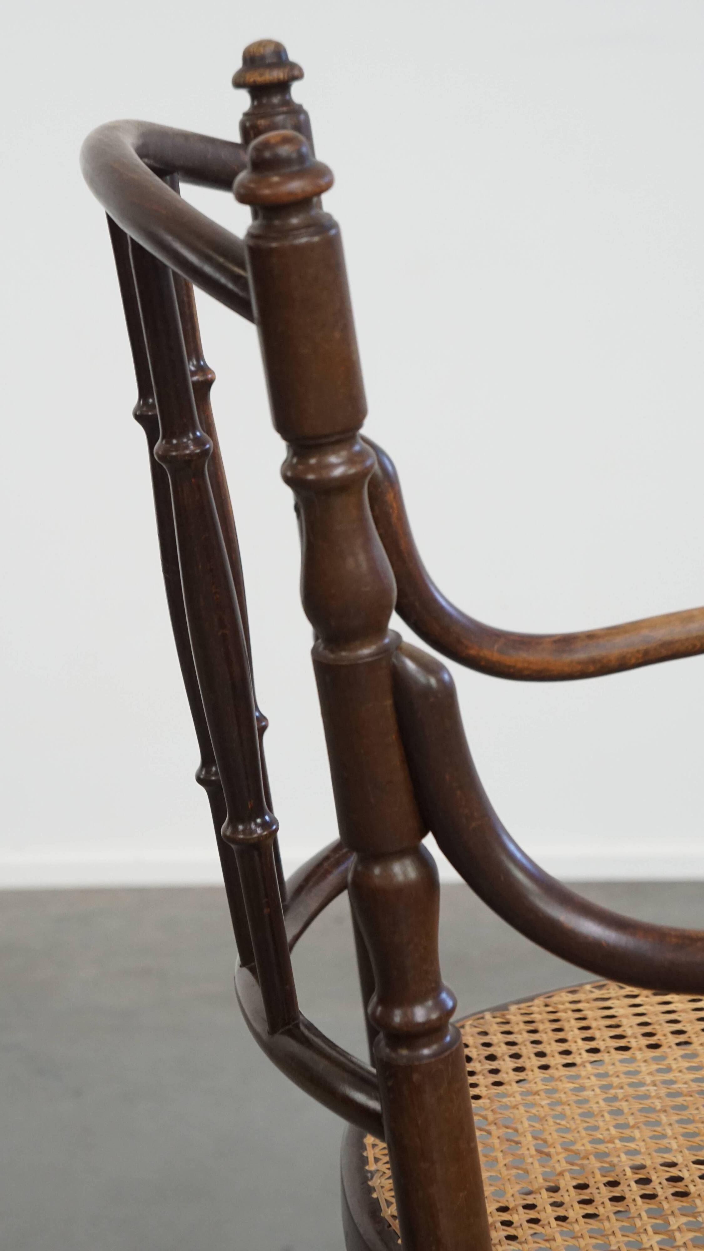 Original vintage Thonet bistro design chair with armrests