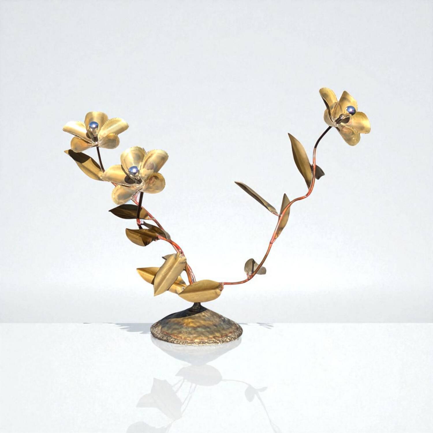 Vintage Brass Flower Floor Lamp - Hollywood Regency Style 1960s/1970s