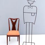 Set of Six Vintage Walnut Dining Chairs, Italy