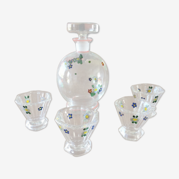 Carafe à liqueur avec 4 verres