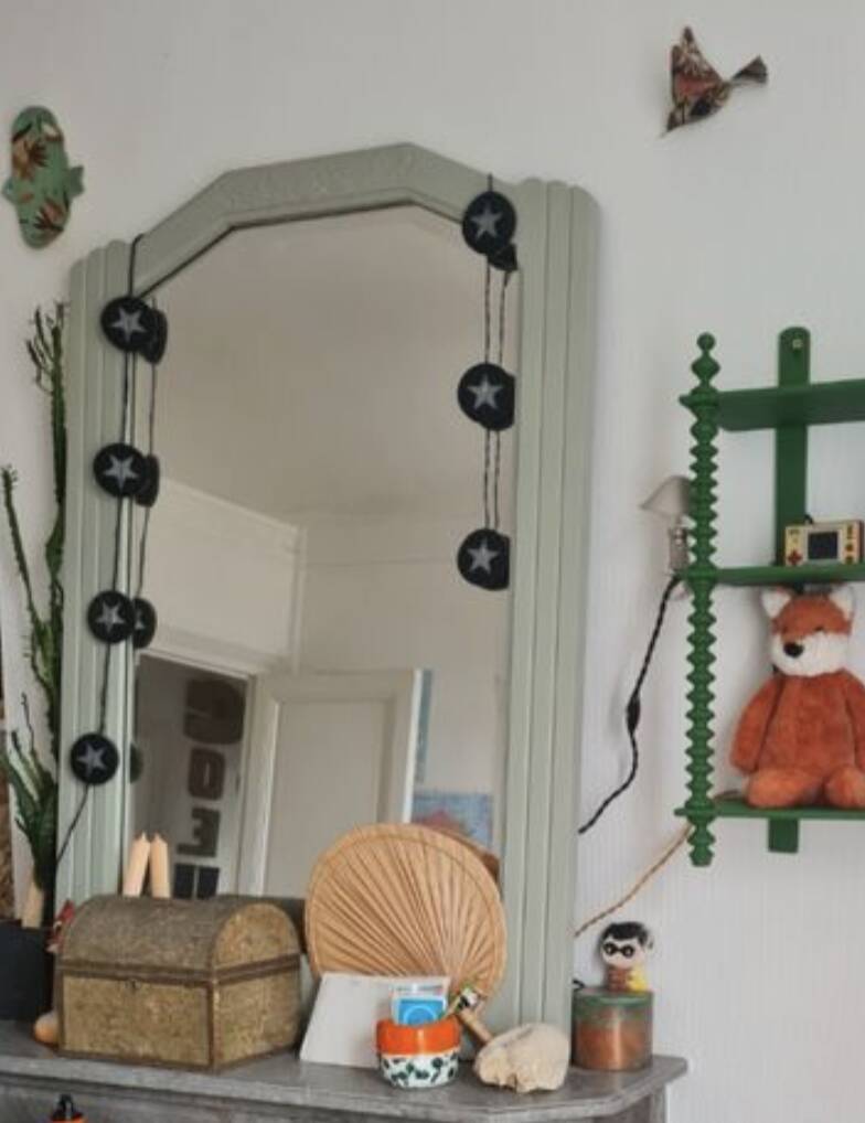 Large vintage solid wood mirror, retro, 40s
