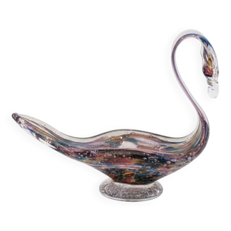 Mid-century Murano glass multicolored swan