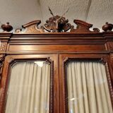 Important two-body buffet from a hunting lodge in carved walnut, Renaissance style.