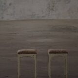 A pair of antique Danish stools, seats in lambswool, late 19th century.