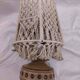 Vintage 70s Jersey Pottery ceramic lamp with macrame shade