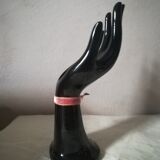 Baguier soliflore hand in black earthenware