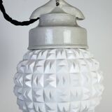 Vintage White Porcelain Pendant Light, 1970s