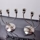 Pair of art deco candlesticks in stainless steel 3 flames, Spain, 1970