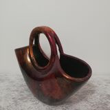 Vase or planter in enamelled and lacquered metal