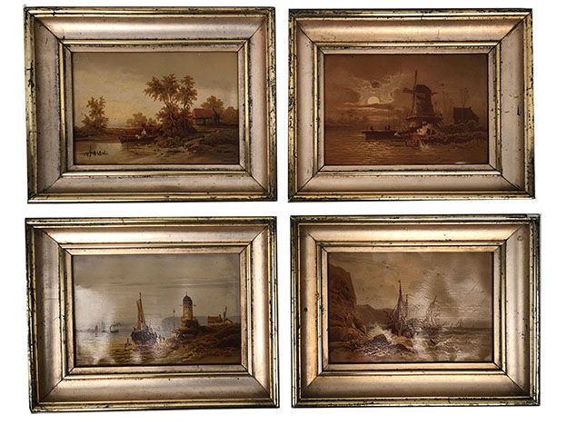 Series of four small framed chromos