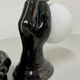 2 black ceramic hand lamps from the 70s / vintage and opaline lamp