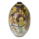 Keramis art deco porcelain vase signed jan wind "birds of paradise"