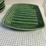 Flat earthenware asparagus set and 8 Sarreguemines plates