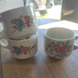 Set of 3 vintage Pillivuyt cups with floral pattern