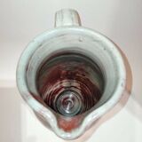 Red and grey glazed stoneware pitcher Signed Height 21 cm