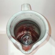 Red and grey glazed stoneware pitcher Signed Height 21 cm