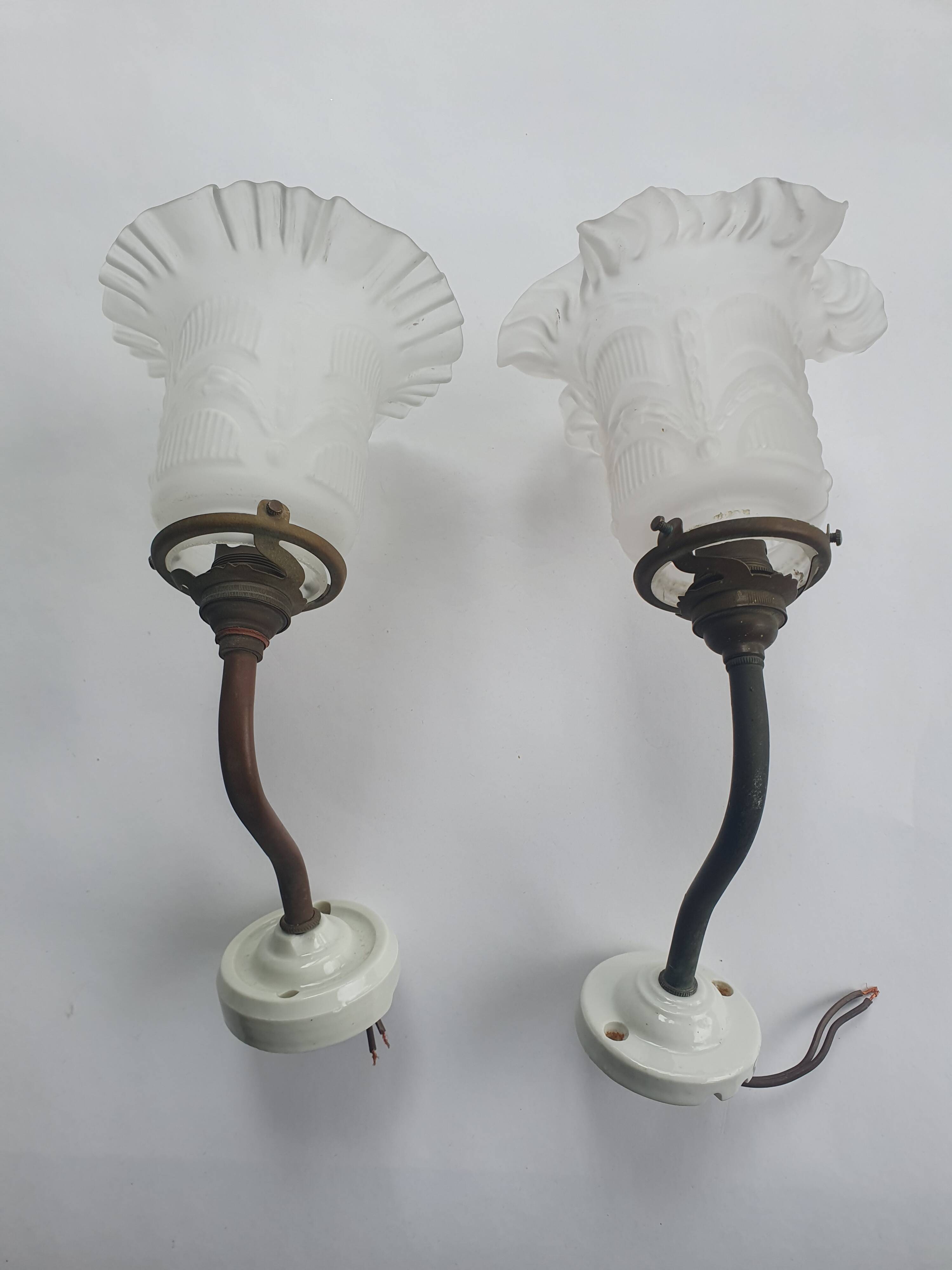 Pair of antique 1930s art deco wall lights