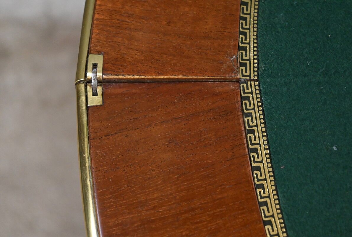 Table à jeux demi-lune en acajou, style Louis XVI – début XXe