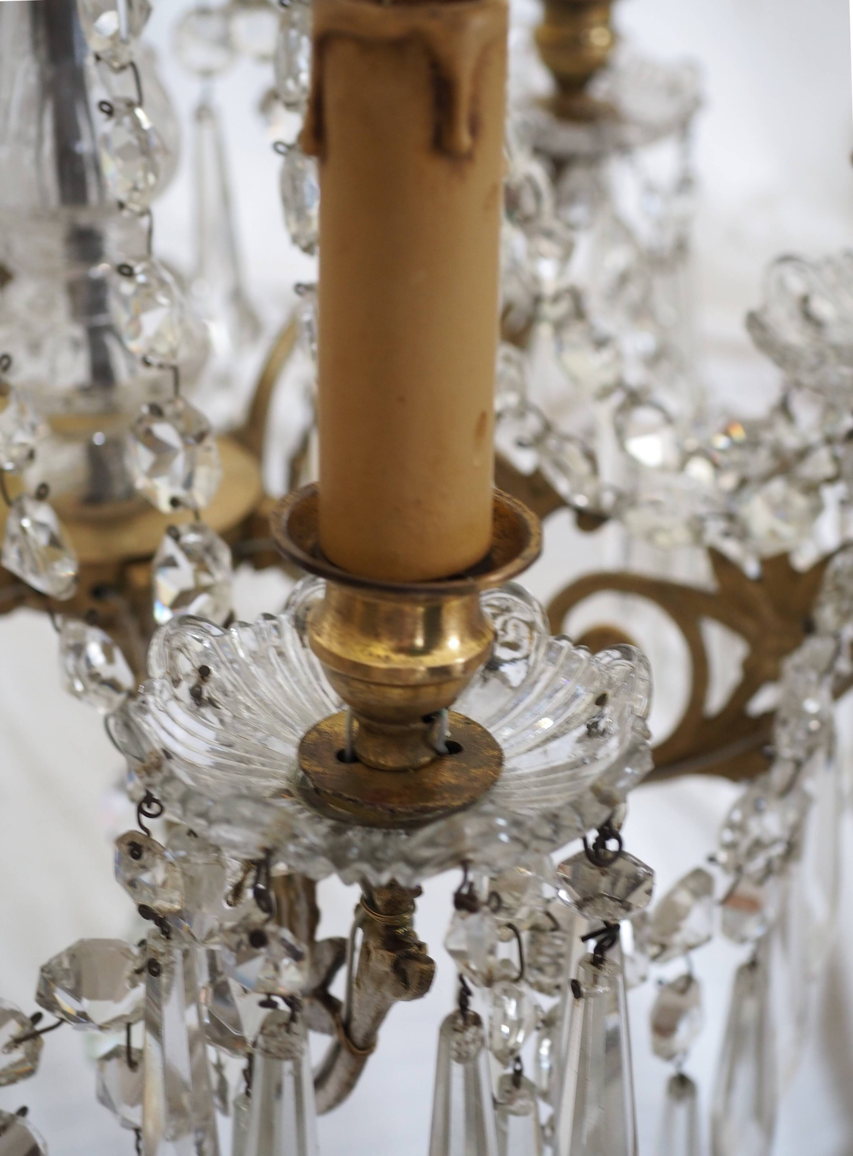 Napoleon III chandelier with crystal pendants, signed Portieux 19th century