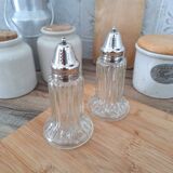 Salière et Poivrière en verre et métal