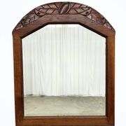 Art Deco oak mirror with carved motif