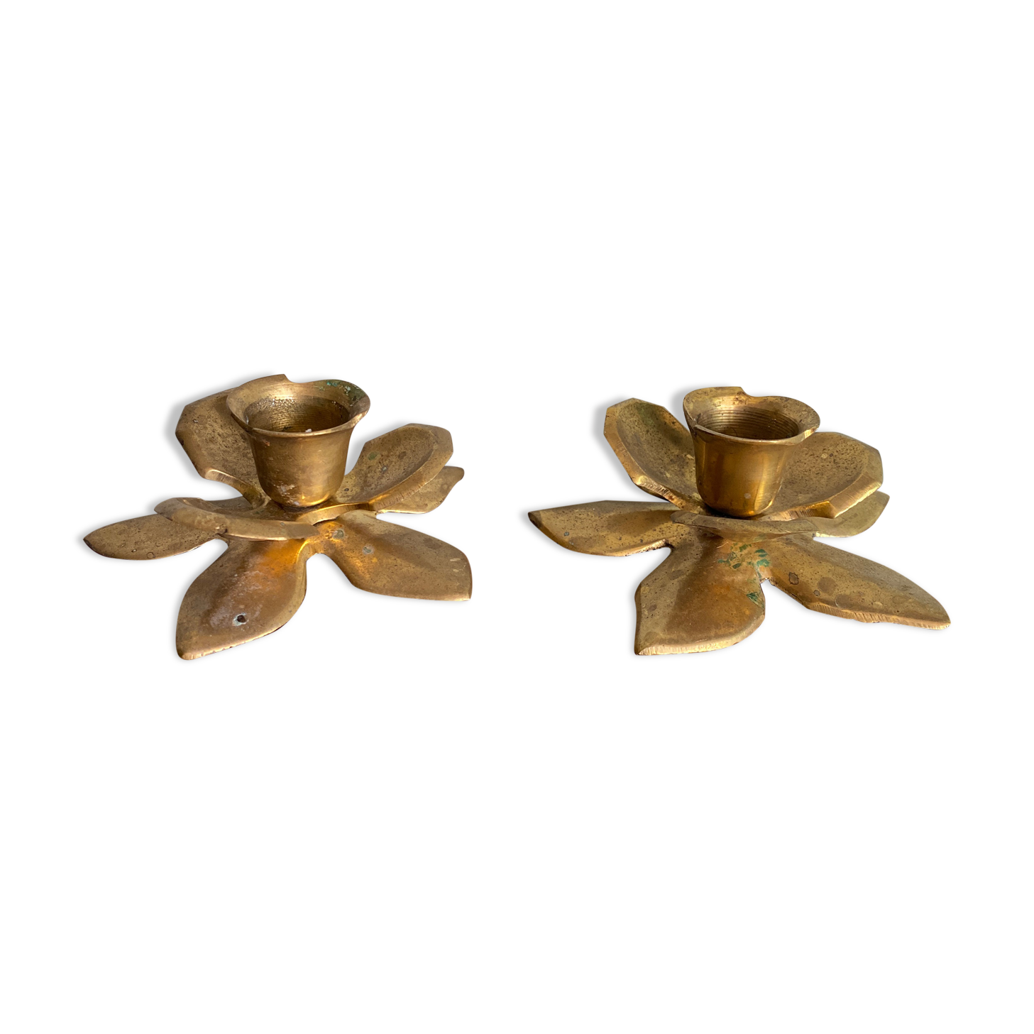 Pair of vintage brass candle holders