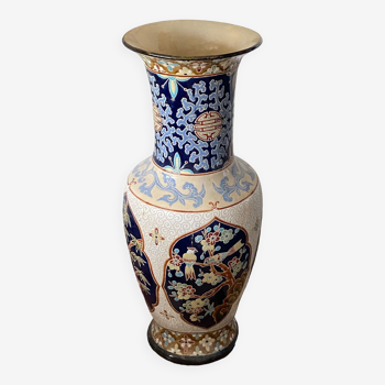 Grand vase ceramique oiseau email chinois