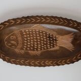 Plat en bois sculpté poisson, circa 1960