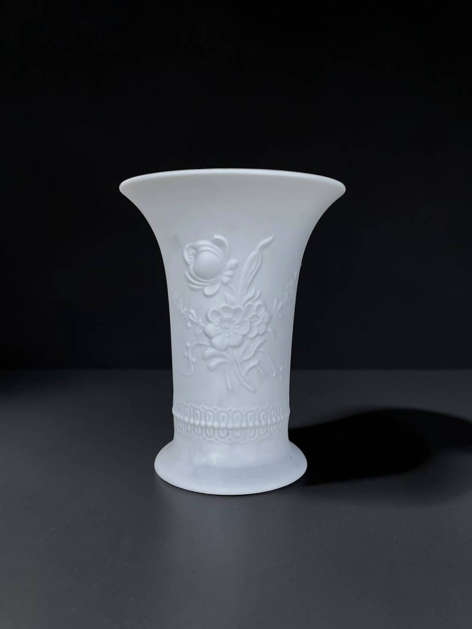 KAISER vase in biscuit porcelain with botanical relief, 1960s
