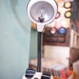 Rabbit Tanaka Gooseneck desk lamp, black and white by Kyoji Tanaka 1985, Hong Kong.