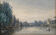 Watercolor painting 1872 "Riverside with fisherman" signed to decipher