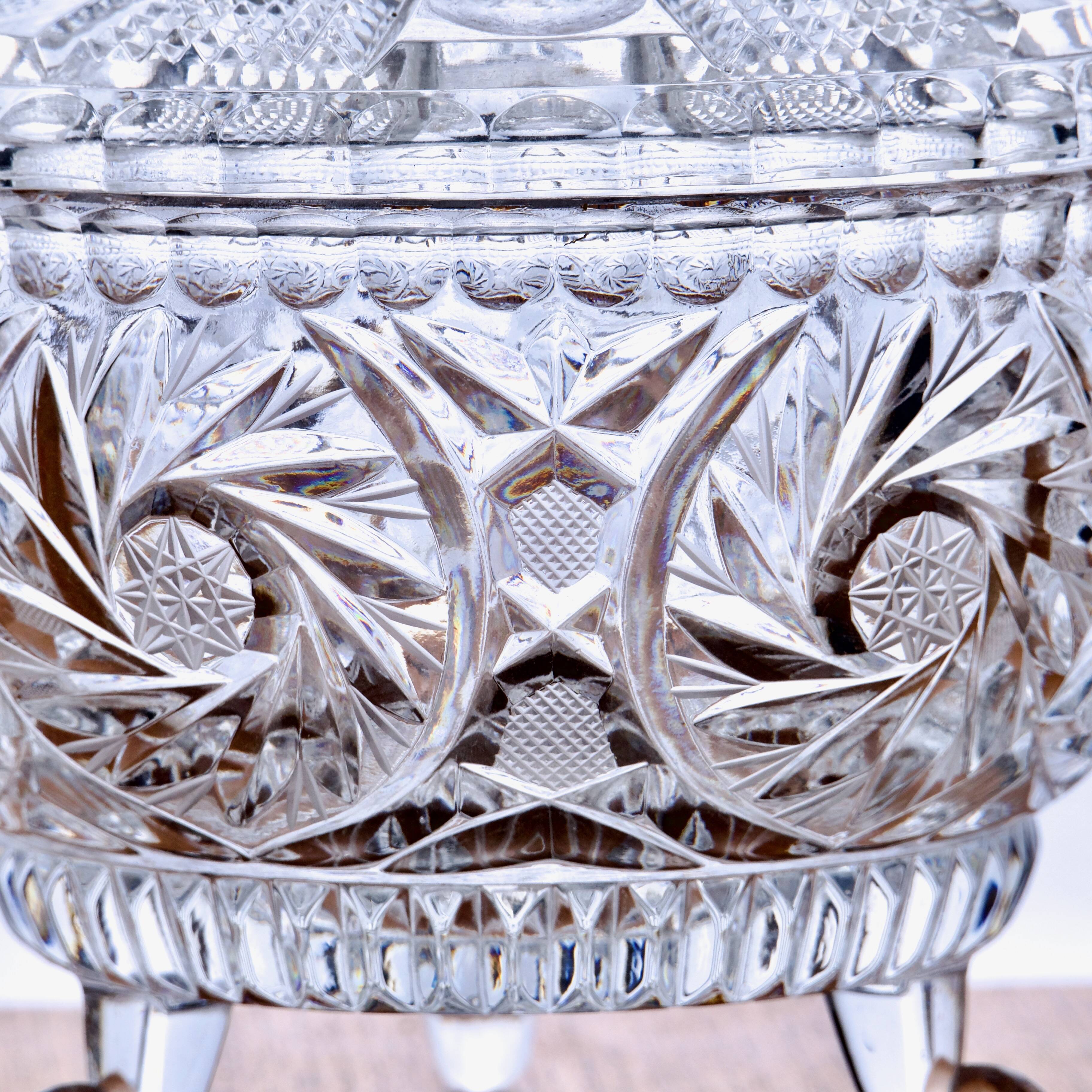Large antique Belle Époque crystal candy dish