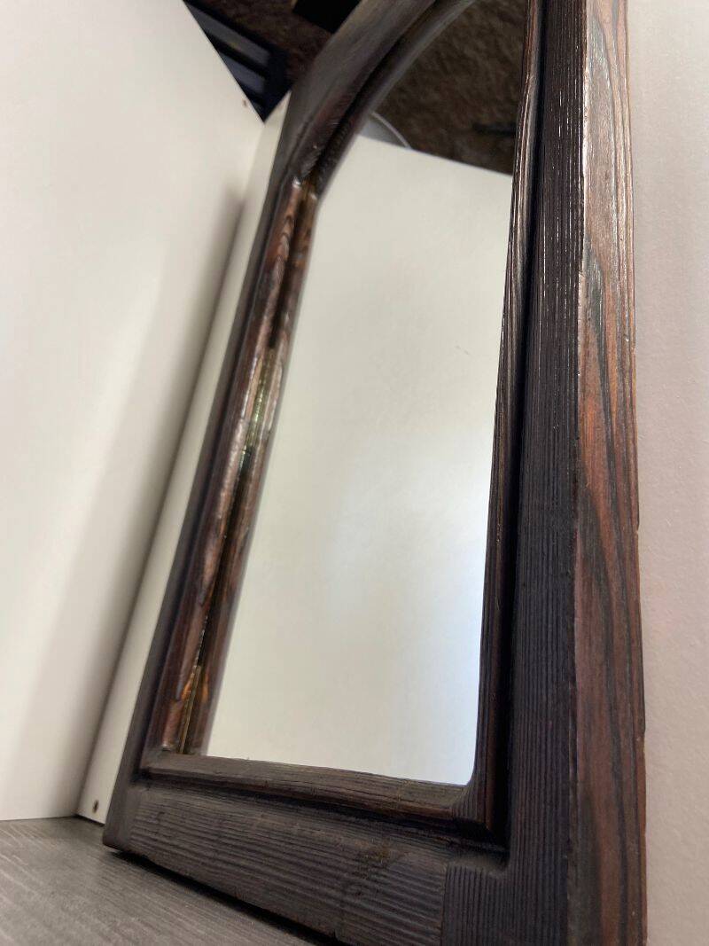 Antique Decorative Mirror Solid Oak Wood Frame Molded Vintage Art