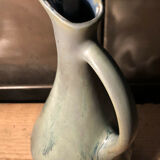 Pitcher in ceramic flame bluish gray signed GP
