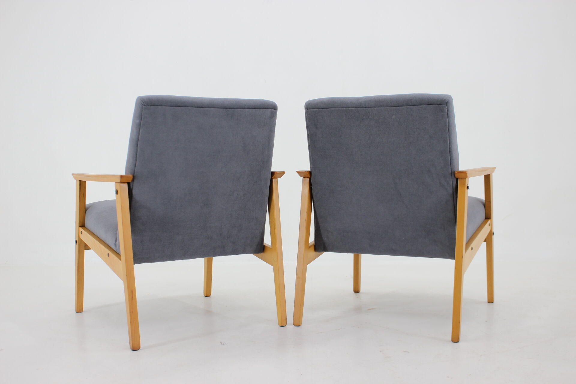 1960s Pair of Beech Armchairs, Czechoslovakia