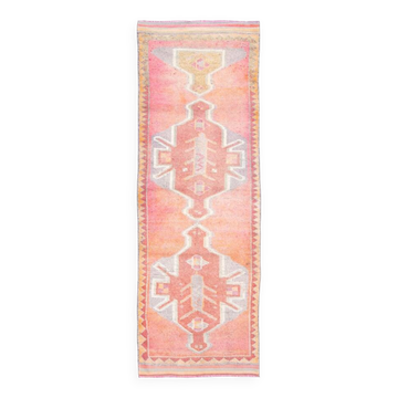Multicolor Geometric Pattern Vintage Runner Rug, Unique Corridor Accent